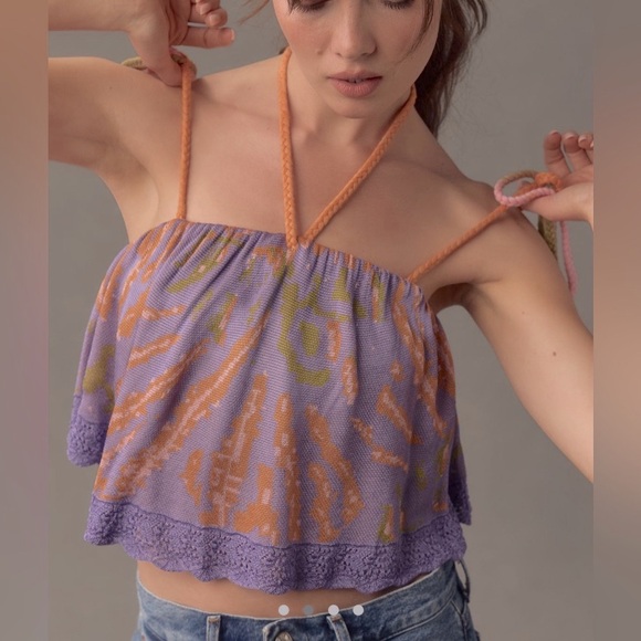 Anthropologie Tops - Anthropologie knit flounce tank sz L